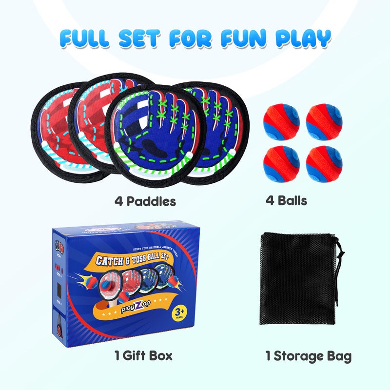 Playzap Toss and Catch Ball Set - Ultra Soft & Safe Toddler Baseball Gloves Designed for Pain-Free - Kids Games Toys Indoor Outdoor - Great for Yard Beach Pool - Gift for Boys Girls 2-4 5-7 8-10 Years - Image 5